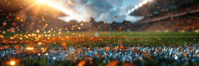 Soccer team wins evening championship as golden confetti explodes under stadium spotlights