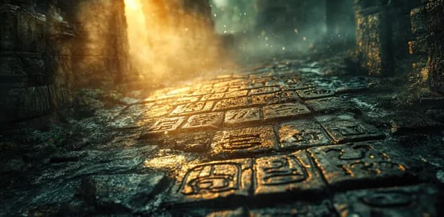 Ancient Greek inscriptions carved into a stone wall illuminated by warm sunlight and casting deep shadows.