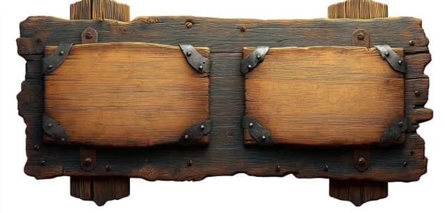Weathered wooden signboard with two plank panels and metal corner brackets secured by nails.